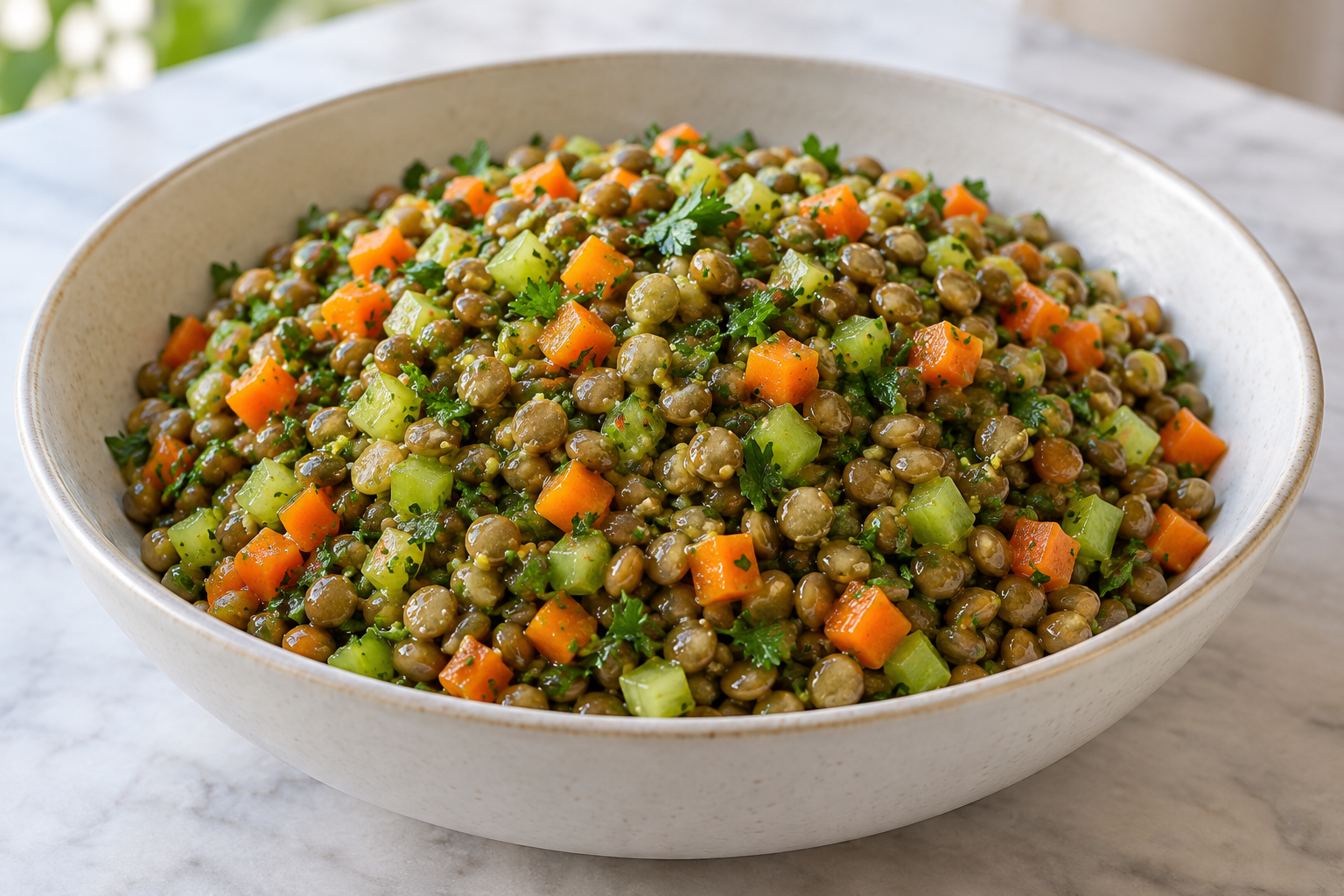 Salada de lentilhas à Dijon